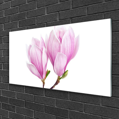 Glass Wall Art Flower floral pink