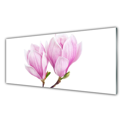 Glass Wall Art Flower floral pink