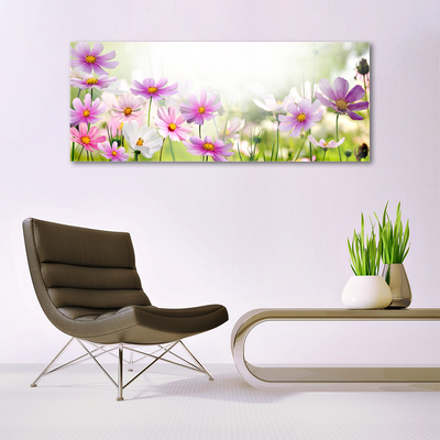 Glass Wall Art Flowers floral pink