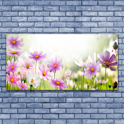 Glass Wall Art Flowers floral pink