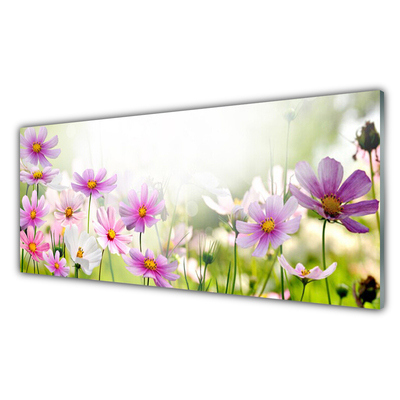 Glass Wall Art Flowers floral pink