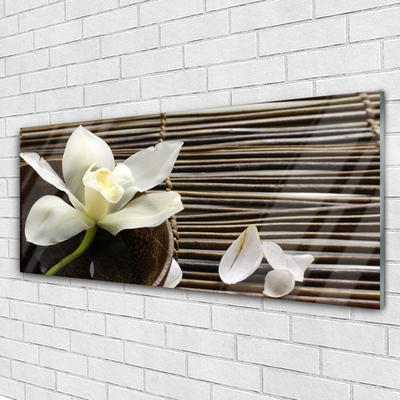 Glass Wall Art Flower floral white