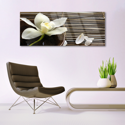 Glass Wall Art Flower floral white