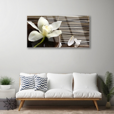 Glass Wall Art Flower floral white