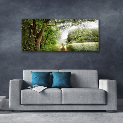 Glass Wall Art Trees footpath nature brown green