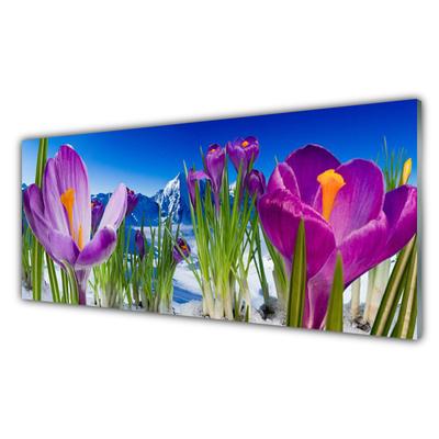 Glass Wall Art Flowers floral pink green