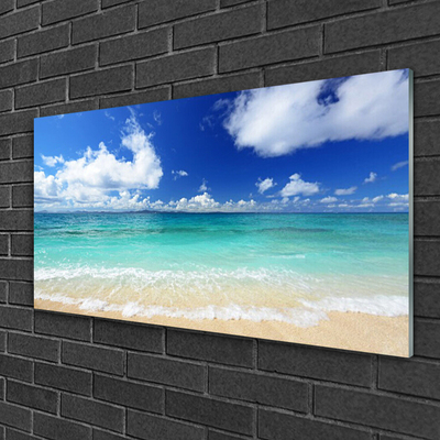 Glass Wall Art Sea landscape blue