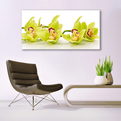 Glass Wall Art Flowers floral green