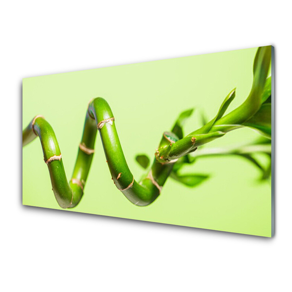 Glass Wall Art Bamboo floral green