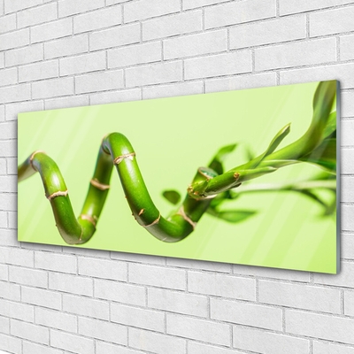 Glass Wall Art Bamboo floral green