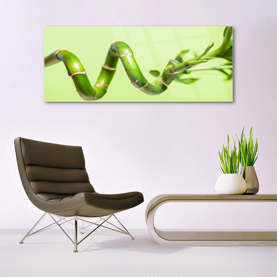 Glass Wall Art Bamboo floral green