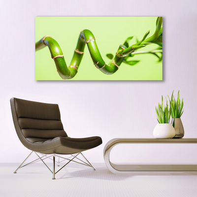 Glass Wall Art Bamboo floral green