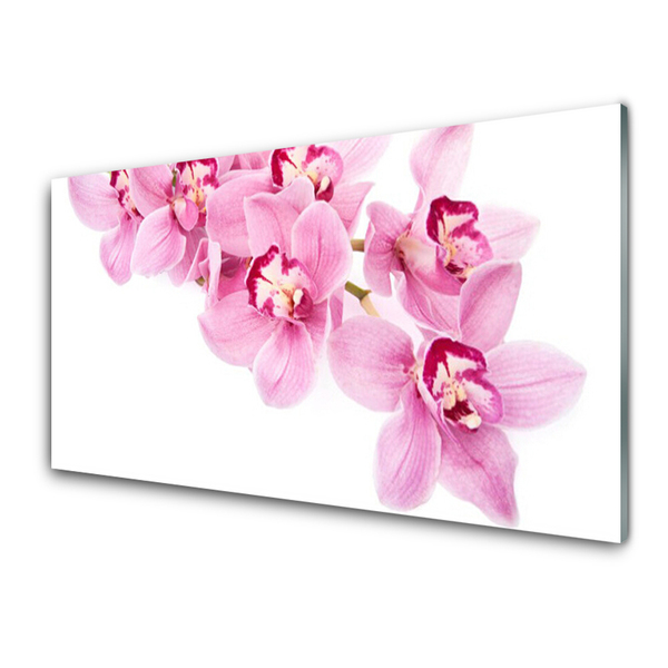 Glass Wall Art Flowers floral pink