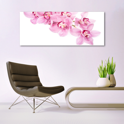 Glass Wall Art Flowers floral pink