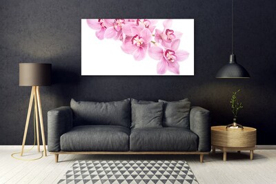 Glass Wall Art Flowers floral pink