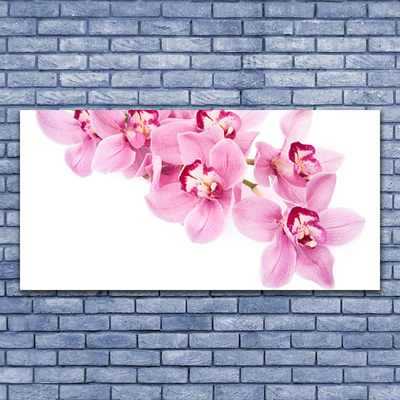 Glass Wall Art Flowers floral pink