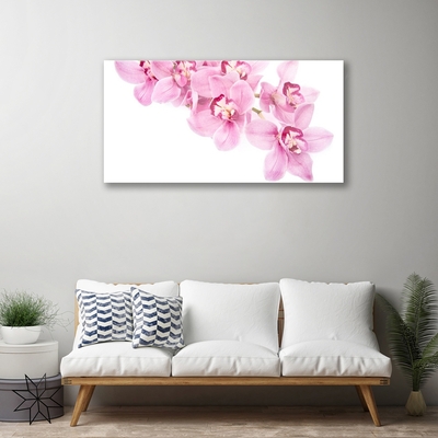 Glass Wall Art Flowers floral pink