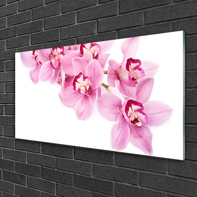 Glass Wall Art Flowers floral pink