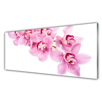 Glass Wall Art Flowers floral pink