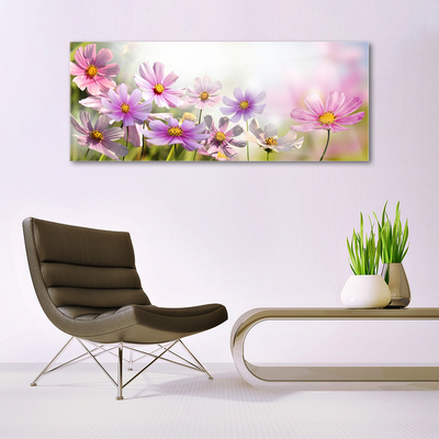 Glass Wall Art Flowers floral pink green