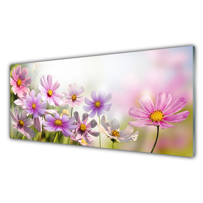 Glass Wall Art Flowers floral pink green