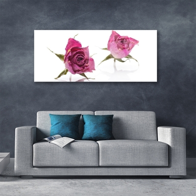 Glass Wall Art Roses floral red green