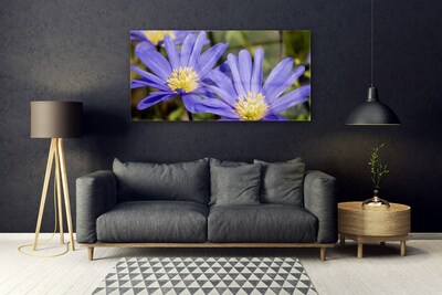 Glass Wall Art Flowers floral purple