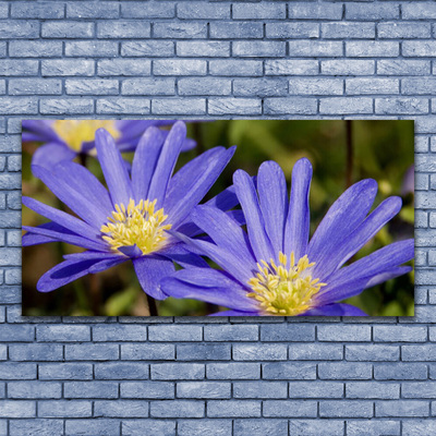 Glass Wall Art Flowers floral purple