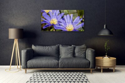 Glass Wall Art Flowers floral purple