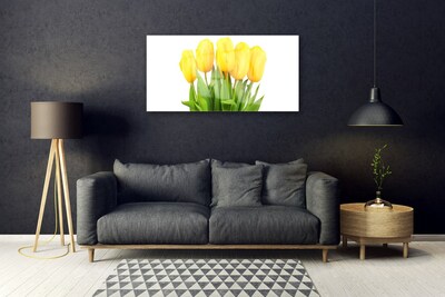 Glass Wall Art Tulips floral yellow