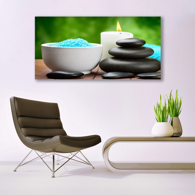 Glass Wall Art Shell candle stones art white black