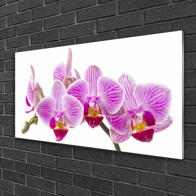 Glass Wall Art Flowers floral pink