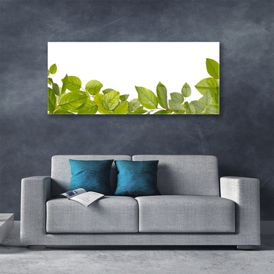 Glass Wall Art Leaves floral green