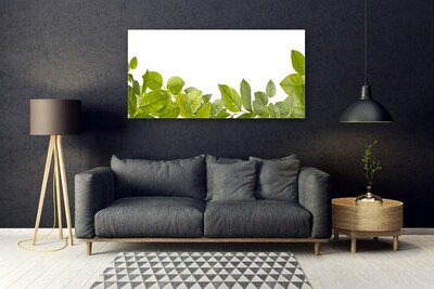 Glass Wall Art Leaves floral green