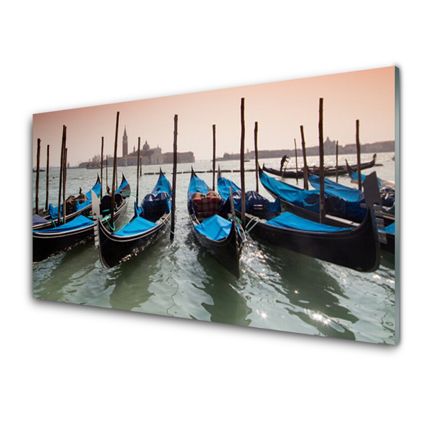 Glass Wall Art Boats architecture black blue