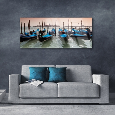 Glass Wall Art Boats architecture black blue