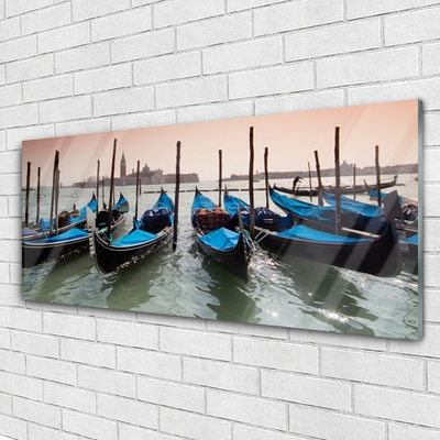 Glass Wall Art Boats architecture black blue