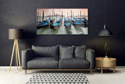 Glass Wall Art Boats architecture black blue