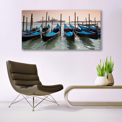 Glass Wall Art Boats architecture black blue