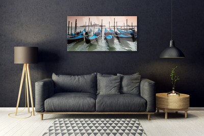 Glass Wall Art Boats architecture black blue