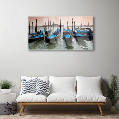 Glass Wall Art Boats architecture black blue