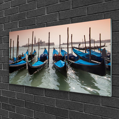 Glass Wall Art Boats architecture black blue