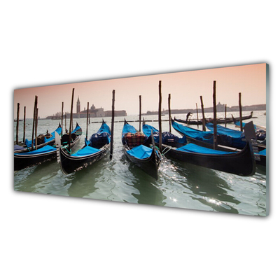 Glass Wall Art Boats architecture black blue