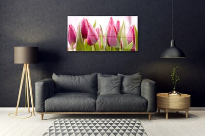 Glass Wall Art Tulips floral red