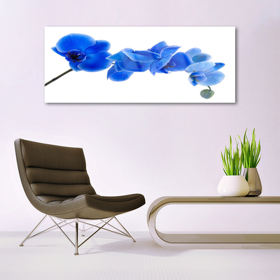 Glass Wall Art Flower floral blue