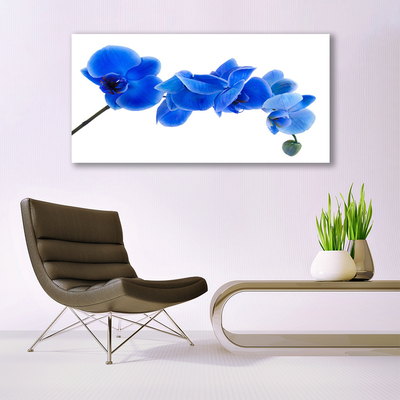 Glass Wall Art Flower floral blue