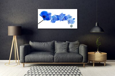 Glass Wall Art Flower floral blue