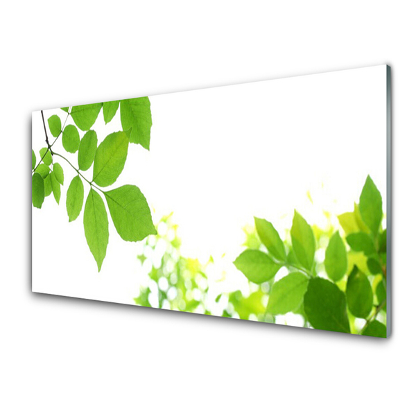 Glass Wall Art Petals floral white green