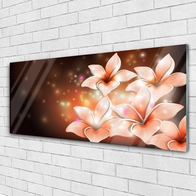 Glass Wall Art Flowers floral white yellow black