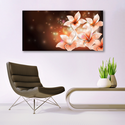 Glass Wall Art Flowers floral white yellow black